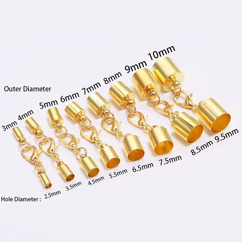 

10Pcs/Lot Metal Cord End Connectors Clasp 3/4/5/6/7/8/9/10mm Leather Cord Bracelet Lobster Clasps Hook for Jewelry Making