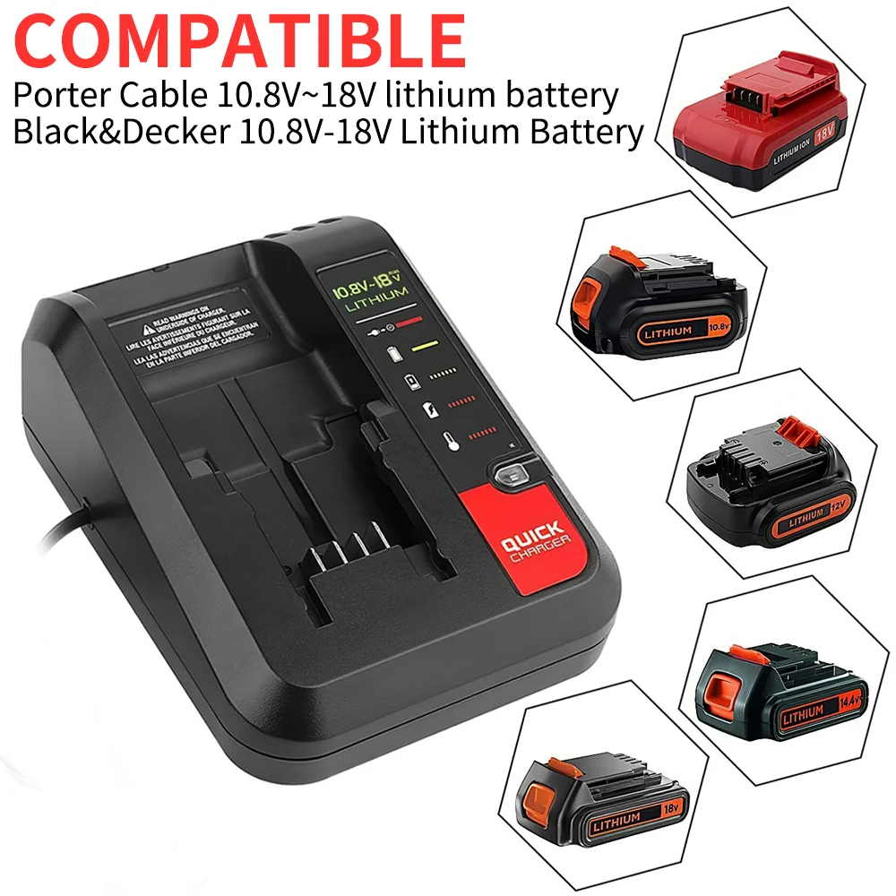 18v lithium battery power bank charger for black and decker porter cable stanley lithium battery charger 10 8 20v 2a 100 240v free global shipping