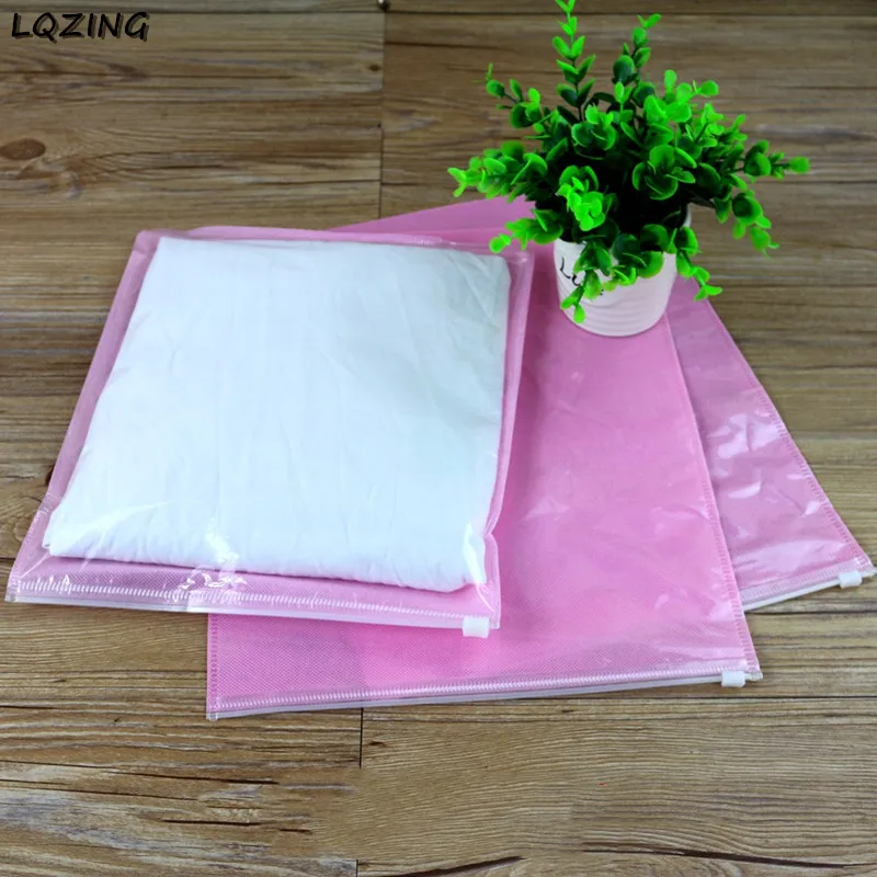 

50pcs Pink Non-woven fabric Bags Practical Portable Storage Bag for Clothes and Underwear Packing Organizer Setgarment bags