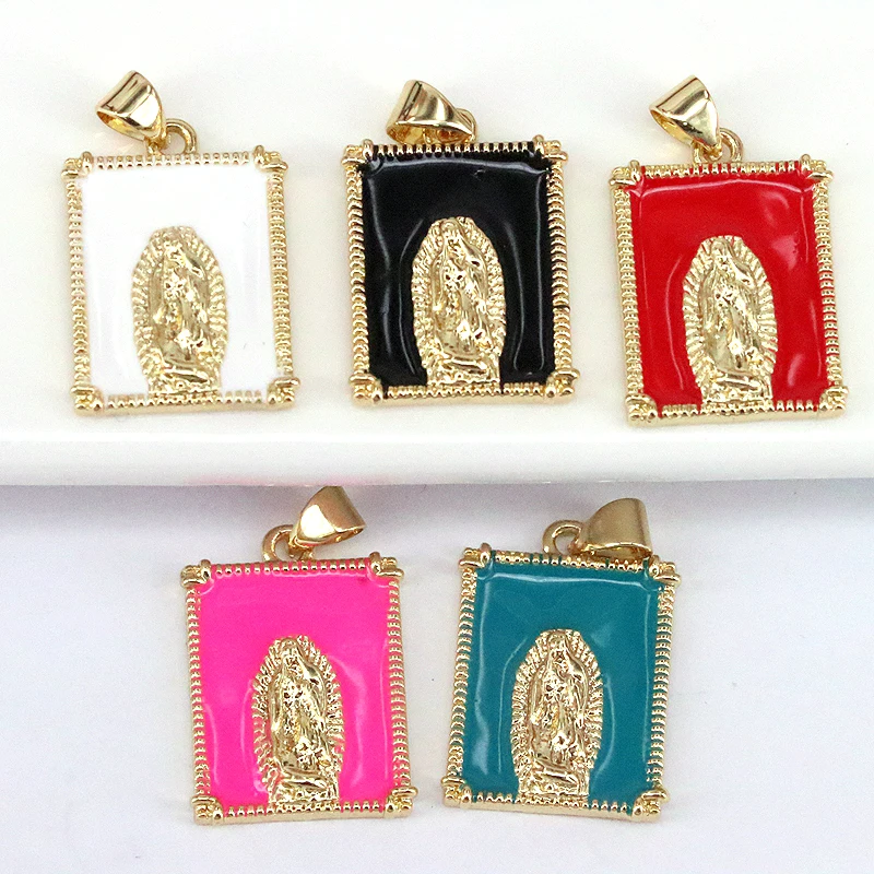 

10 шт. модные ювелирные изделия «сделай сам» Позолоченные очаровательные прямоугольные Подвески Дева Мария для изготовления ожерелья брасл...