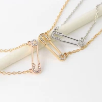 lucky hollow zircon pin shape pendant chain necklace love woman mother girl gift wedding blessing jewelry