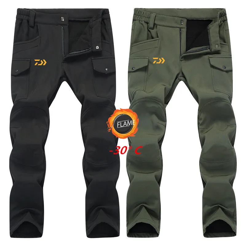 

2022 Autumn Winter Daiwa Plus Velvet Fishing Pants Men Keep Warm Breathable Quick Dry Trousers Men Outdoor Sports Fishing Pants