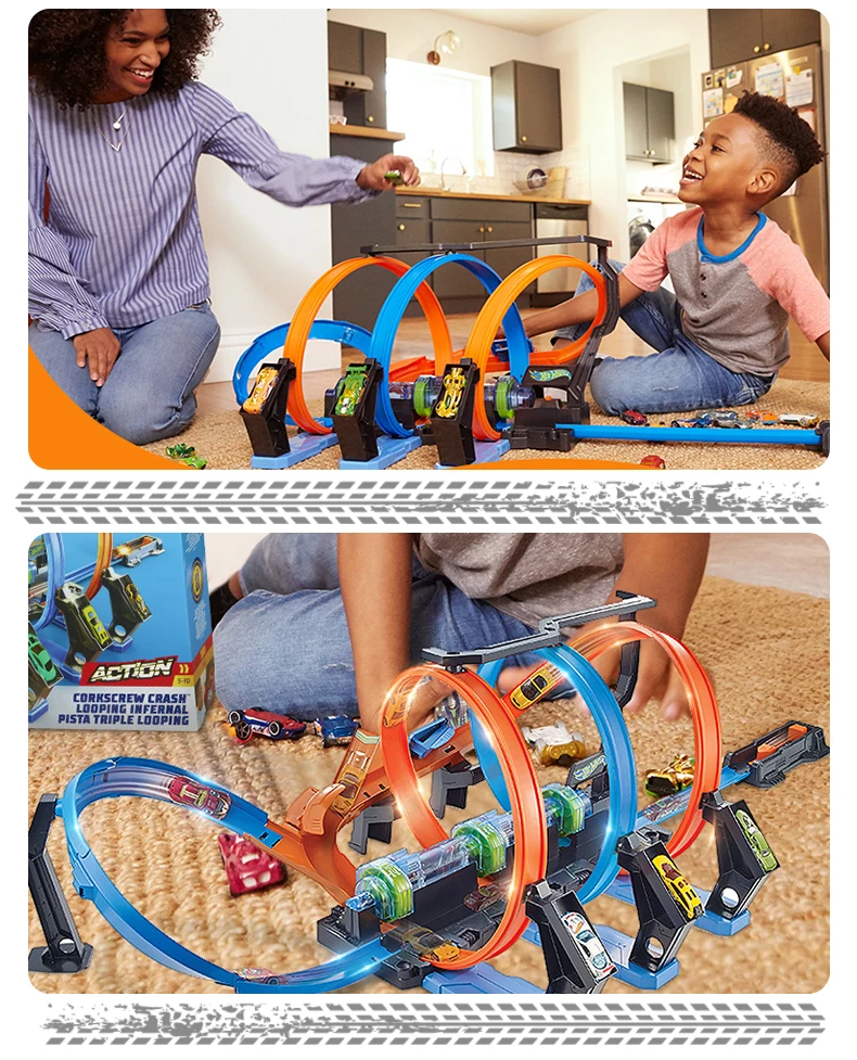 Hotwheels детские игрушки спортивный автомобиль гоночный трек штопор крушение трек игровой набор 360 градусов кольцо трек FTB65 оригинальная коробка для ребенка подарок