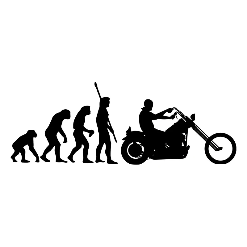 

19X7CM Fashion Human Evolution Motorcycle Car Stickers Fun Reflective Vinyl Decals Black/Silver