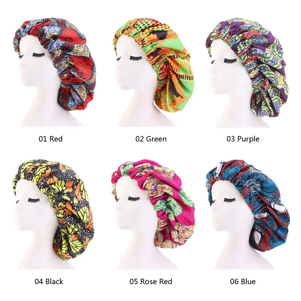 Женская ночная шапка для сна с цветочным принтом ухода за волосами тюрбан