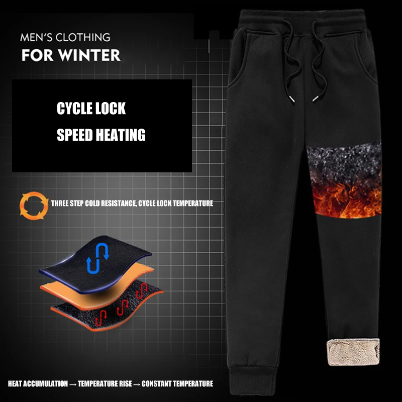 

Hot Sale Men's Stylish Winter Fleece Trousers Thickened Warm Casual Mid Waist Sweatpants ED889