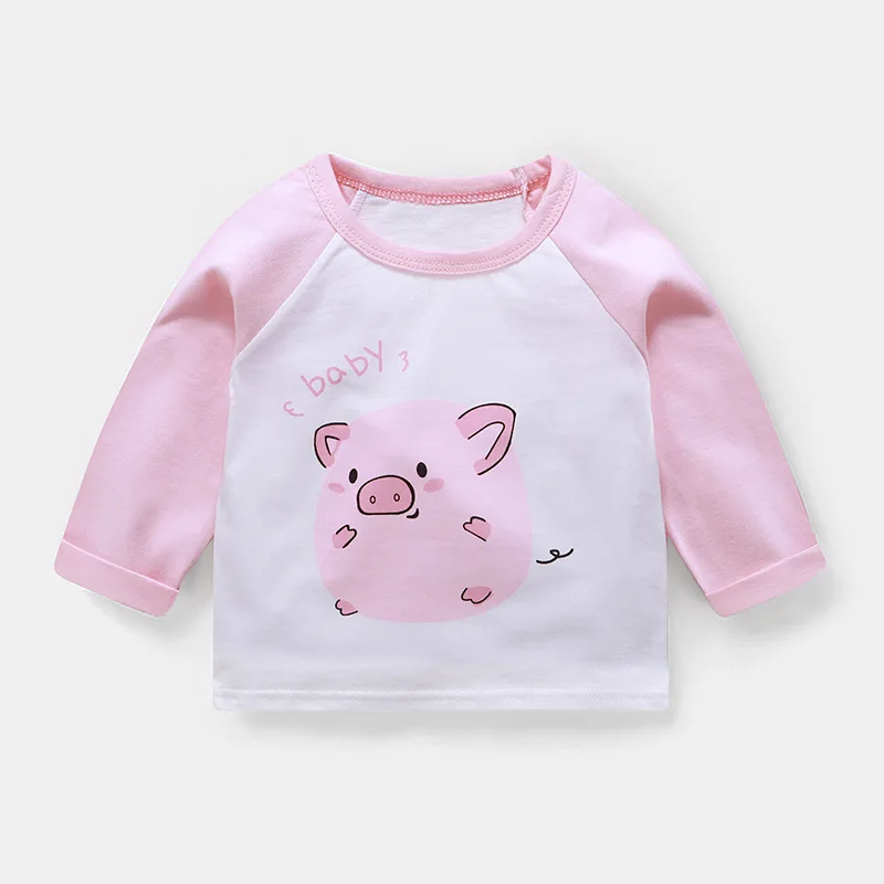 Autumn New Kids Baby Girls Boys Long Sleeve Tops Cotton Round Neck Tee Shirt Blouse Baby Clothes
