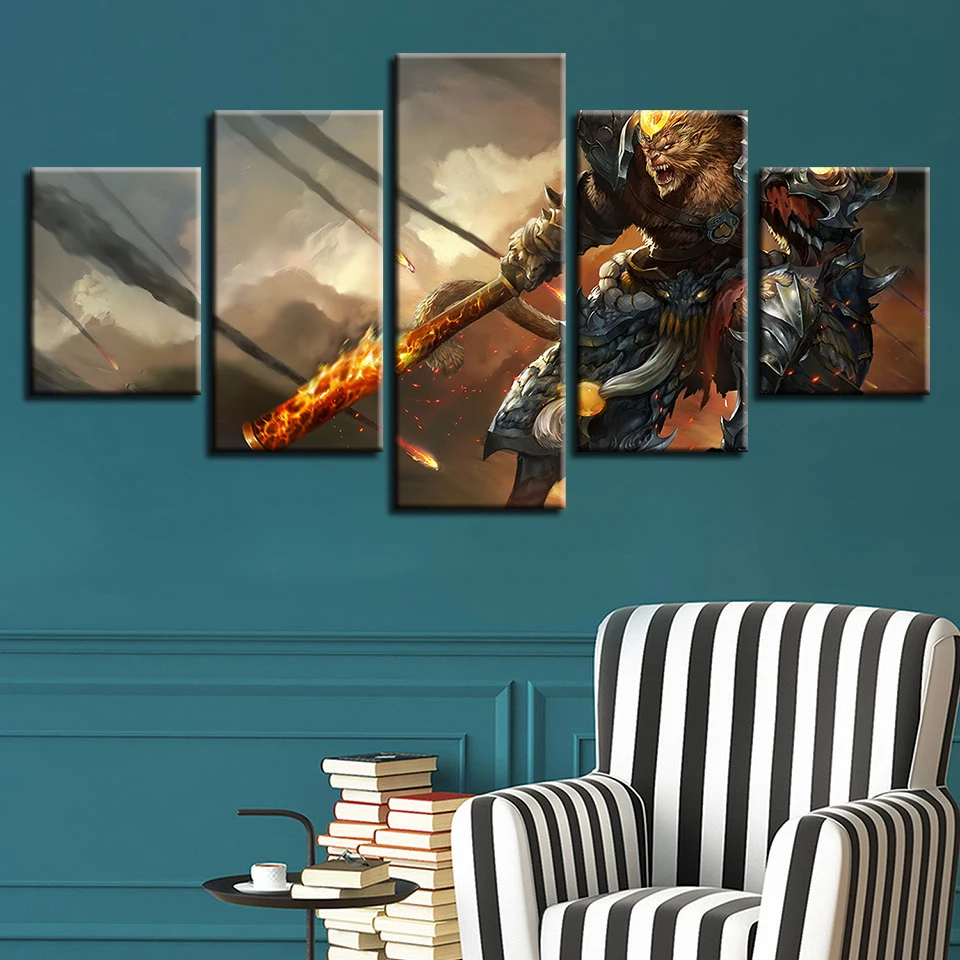Модульные настенные картины на холсте постеры 5 шт. игра Лига Легенд живопись