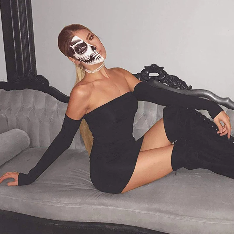 Женское платье с длинным рукавом ZSIIBO Клубное облегающее мини открытыми плечами