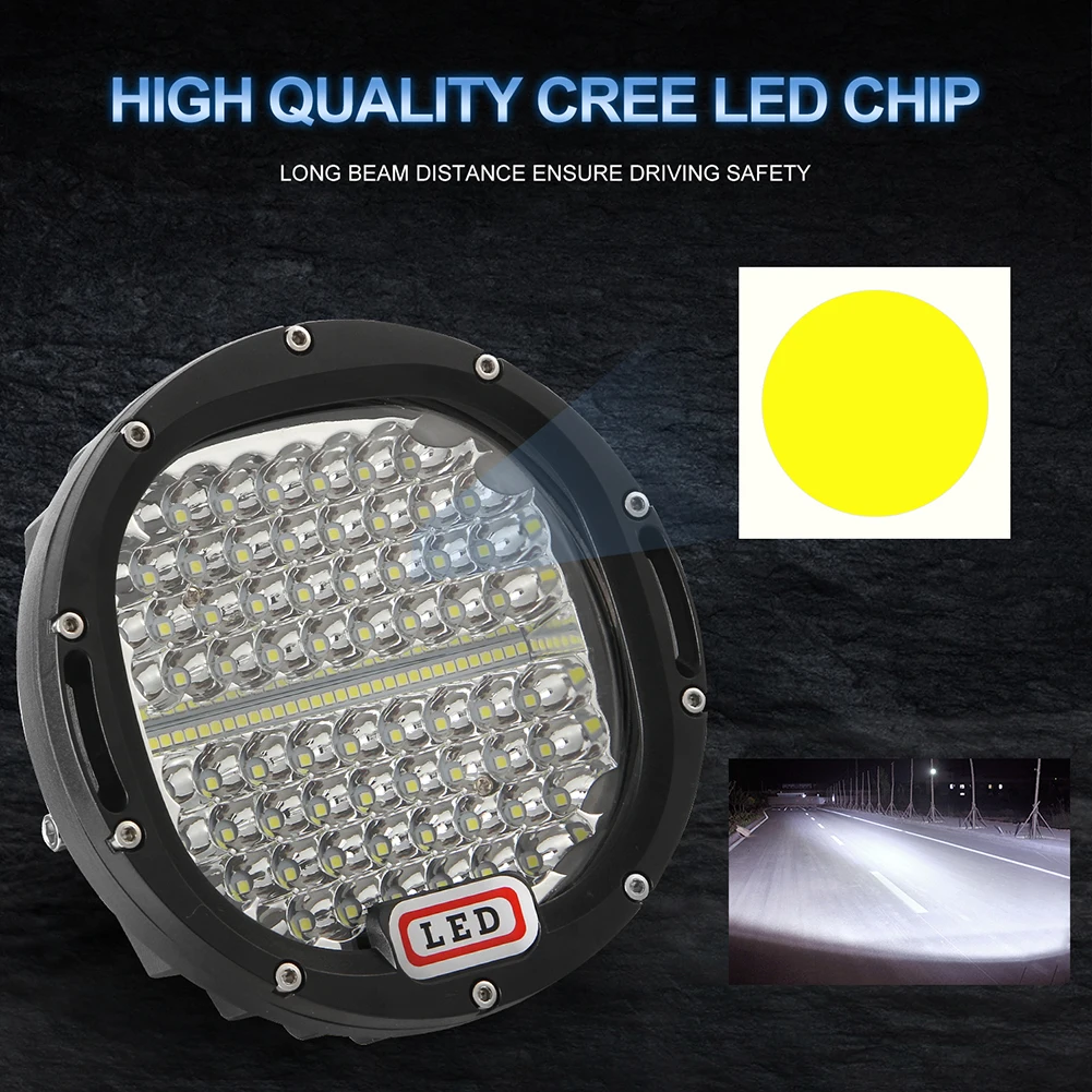 

7 inch Work Light Round Spot Flood Beam Black Frame LED Off Road Car SUV 300W Easily Installation Personal Car Elements