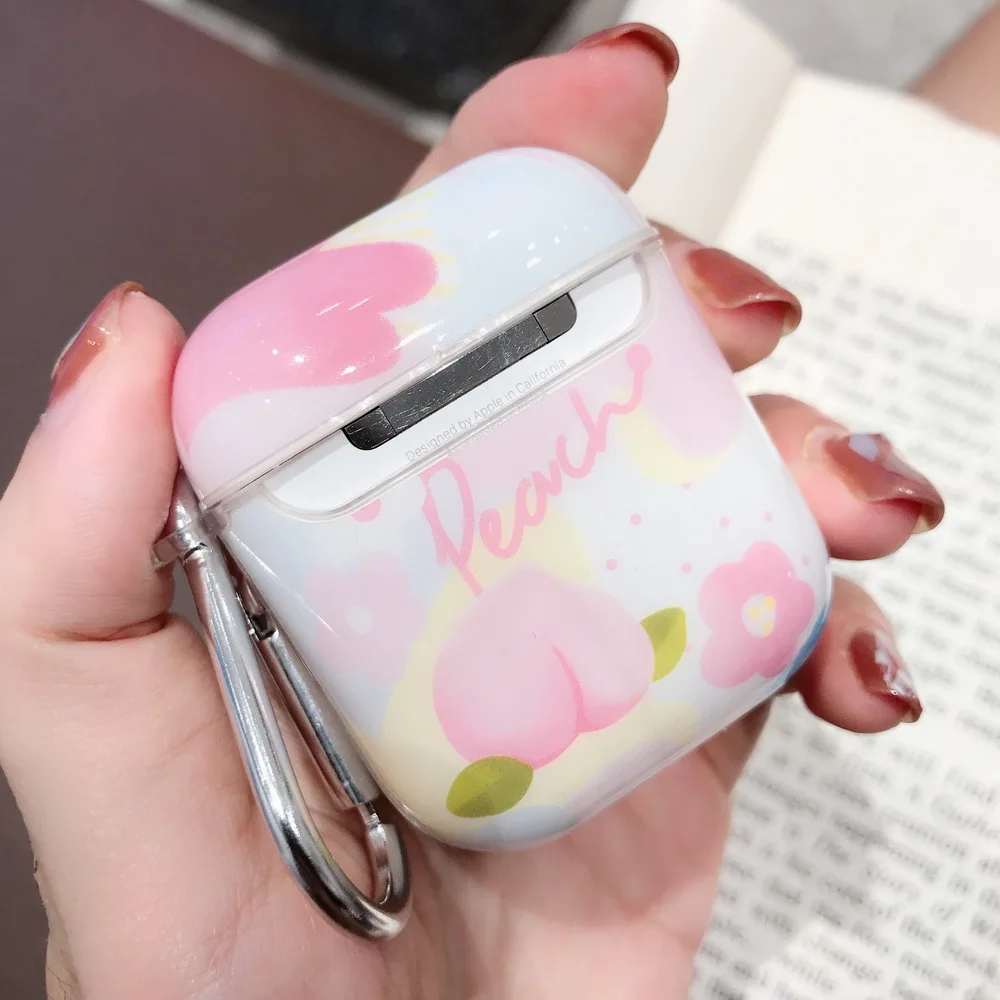 Фруктовый Прозрачный чехол для Airpods прекрасный сладкий персик мизинец вишня идеальный дизайн для Apple Airpods2 bluetooth чехол для наушников