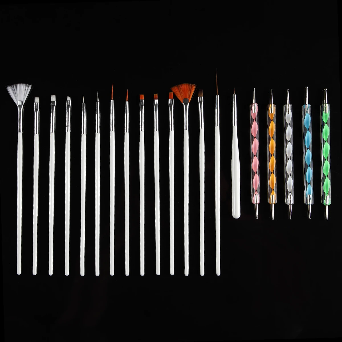 Monja 20Pcs/Set Nail Art Acrylic UV Gel Extension Builder Painting Pattern Drawing Brush Kit Rhinestone Bead Dotting Picking Pen | Красота и