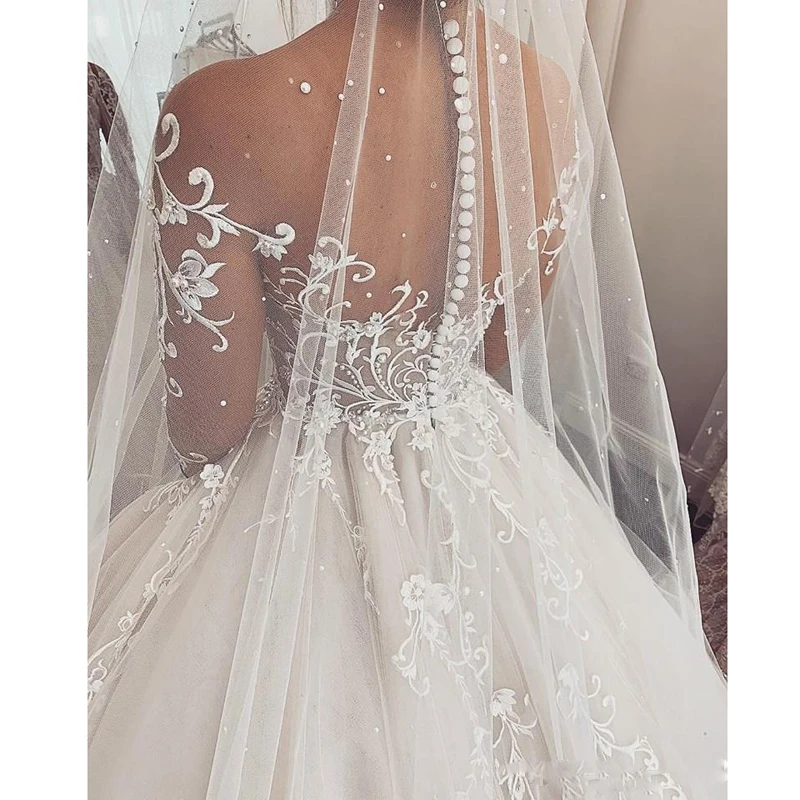 Фото Очаровательное кружевное свадебное платье LoveDress с V-образным вырезом и длинными рукавами 2022 свадебное платье принцессы иллюзионные платья ... №3