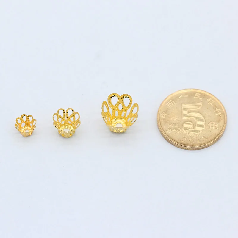 100p 6/7x 9/8x12 мм Позолоченные Бронзовые концевые колпачки для колокольчиков