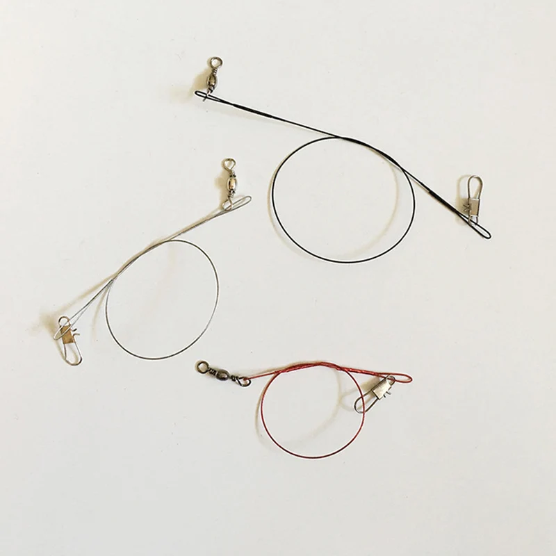 30 PCS Anti Bite Steel Fishing Line Steel Wire Leader With Swivel Fishing Accessory Lead Core Leash Fishing Wire 15/20/24/30CM