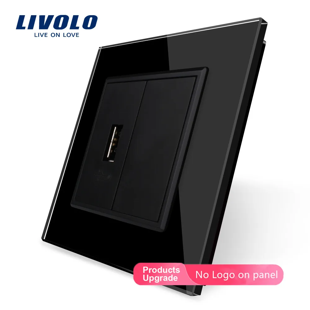 Livolo 4 цвета Хрустальная стеклянная панель одна банда USB розетка/настенная розетка
