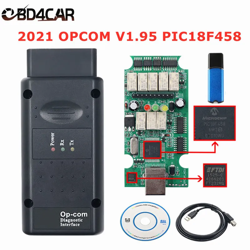 Новейший сканер для диагностики автомобилей Opel 200603a 2021 OPCOM V1.95 PIC18F458 FTDI FT232RQ |