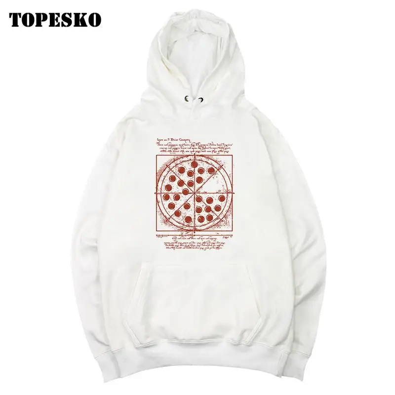 

TOPESKO модные толстовки с капюшоном для подростков для женщин мужчин пиццы напечатаны случайные бренд спортивный костюм пуловеры S-3XL