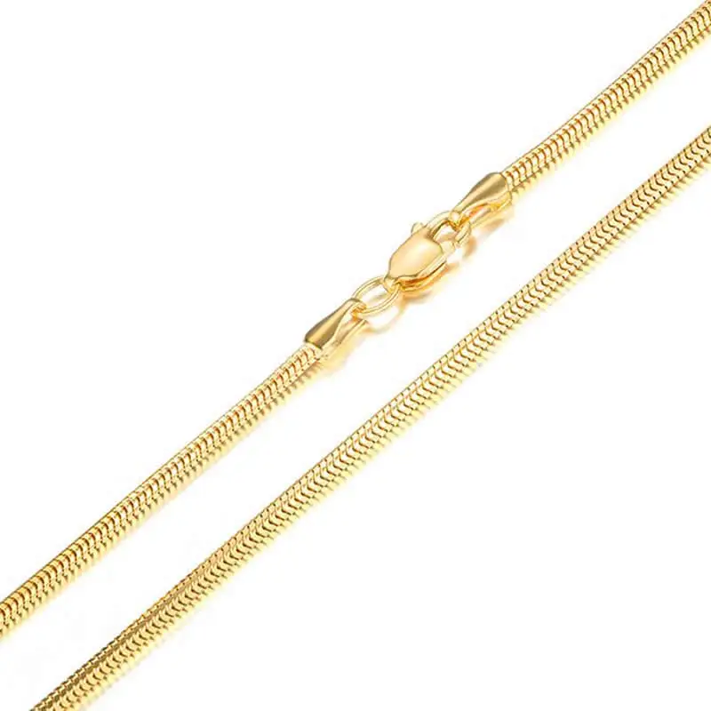 

Pure 18K Yellow Gold Snake Necklace chain Women AU750 Gold Necklace Chain three Colour