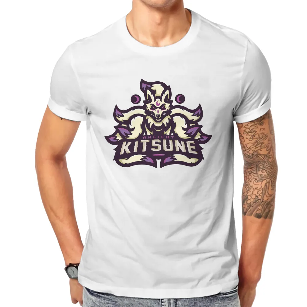 

Kitsune Printing Hipster TShirts Nine Tailed Fox Beautiful Fantasy Men Style Pure Cotton Streetwear T Shirt Round Neck Oversized