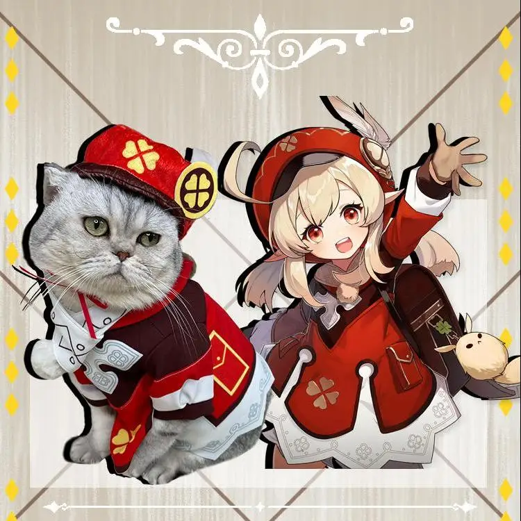 Genshin Impact Косплей Klee милый кот Loli костюм игра одежда для домашних животных| |