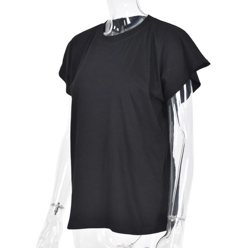 

Summer Women O-neck Short Sleeve Pullover Lady Women Fashion Street Loose T Shirt Clothing Solid Color Casual T-shirt