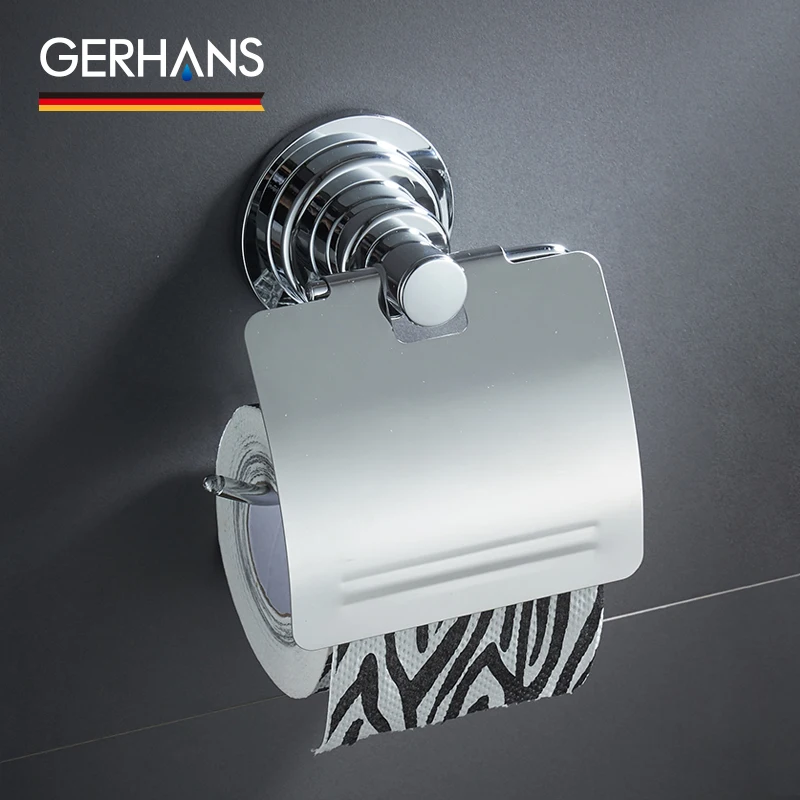 GERHANS Accessories K24003 Бумагодержатель с крышкой на вакуумных присосках Цвет:
