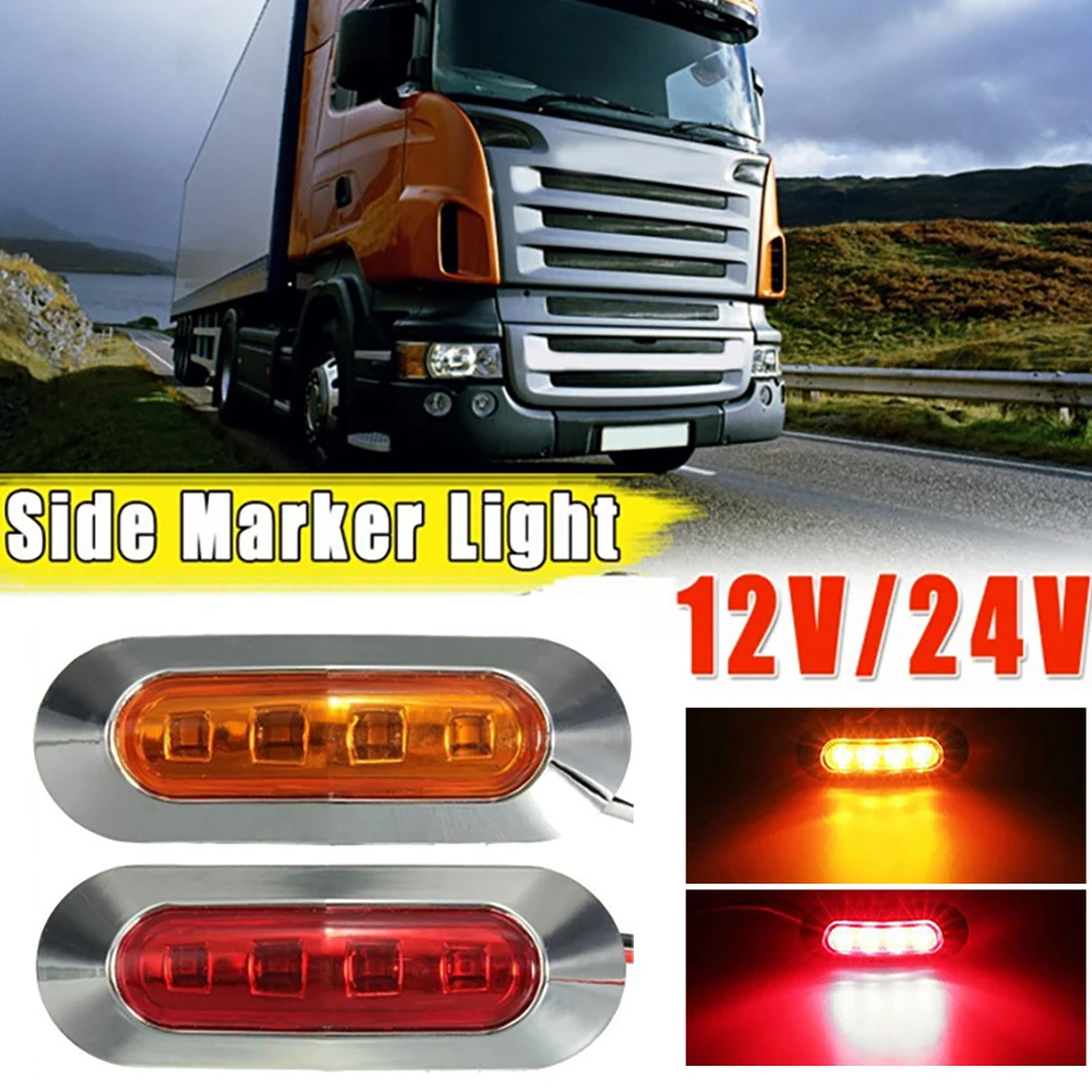 

10PCS Truck Side Marker 12V 24V Signal Indicator Lights 4LED Amber Red Warming Lamp Waterproof Car Trailer RV Van LED Light