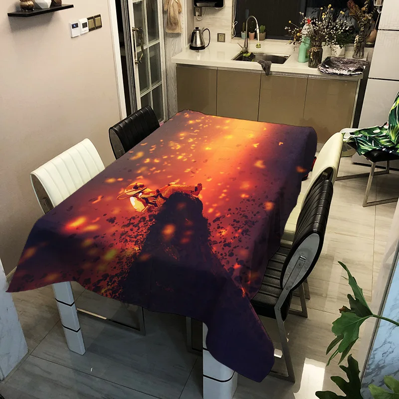

European and American style washable waterproof printing random pattern household tablecloth