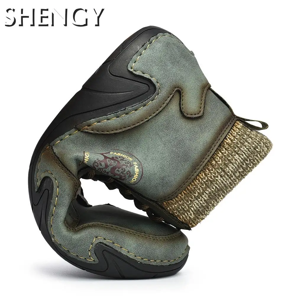 Новинка Мужские ботинки Плюшевые сапоги до лодыжки Устойчивый на шнуровке