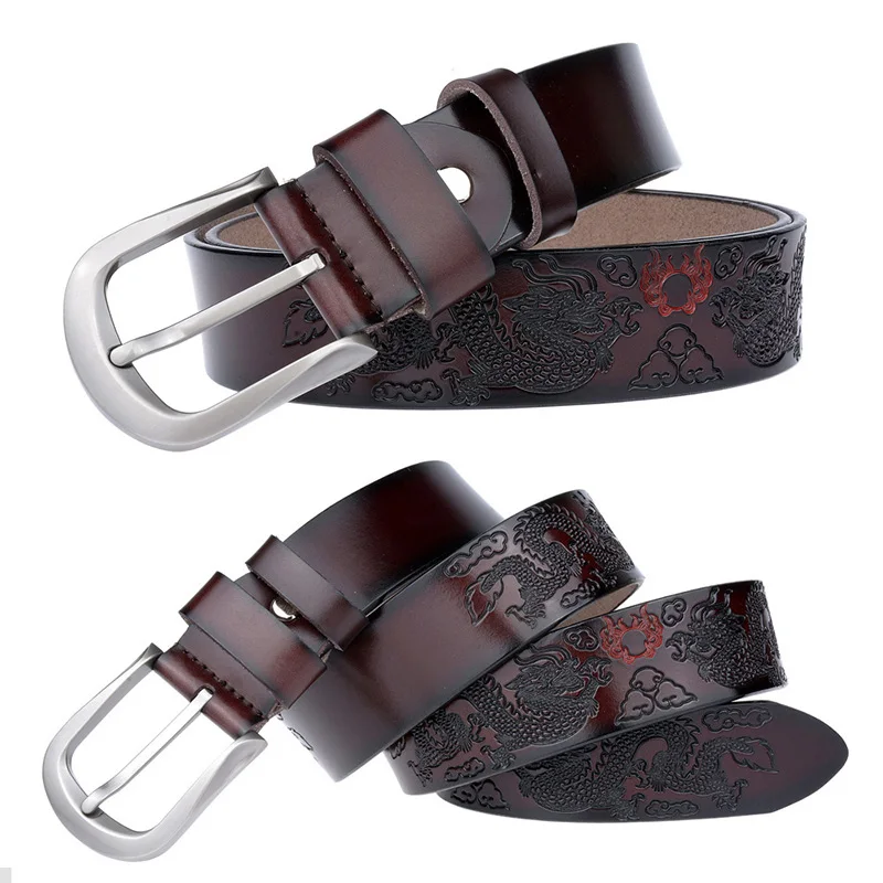 Новый индивидуальный мужской ремень китайский дракон из натуральной кожи с