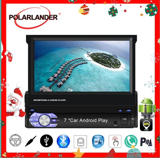 Выдвижной радиоприемник MP5 плеер 1 din Авторадио GPS Wifi для Android/IOS 7 ''Mirror Link Bluetooth