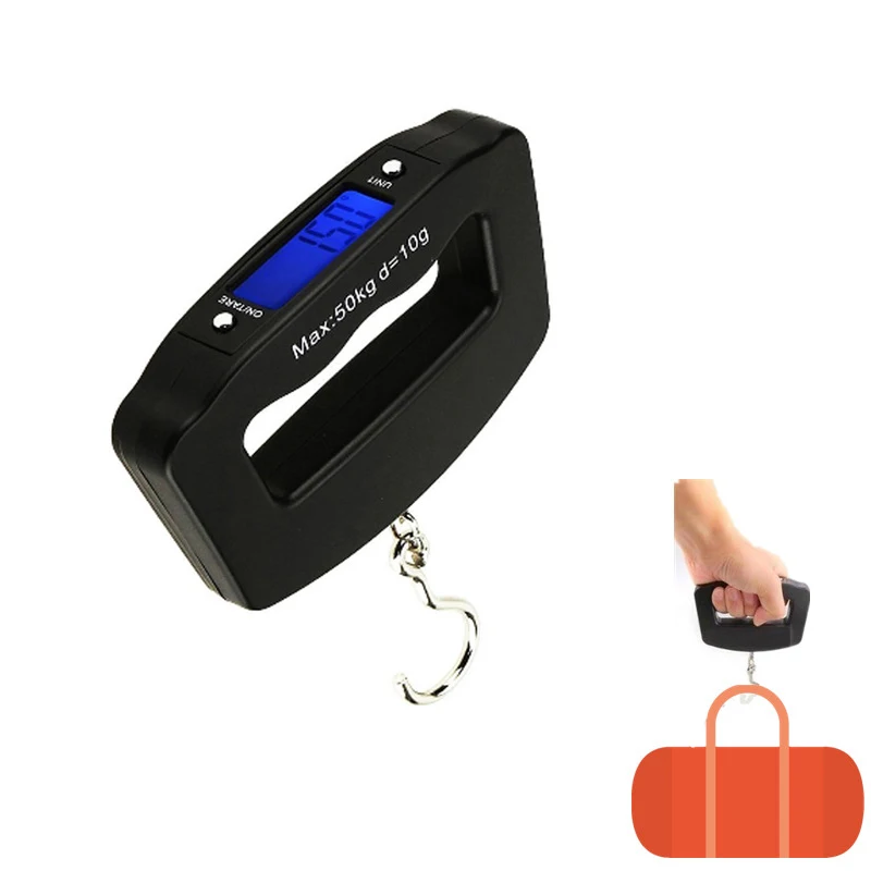 Portable Digital Hand Held 50Kg /10g Fish Hook Hanging Scale Electronic Weighting Luggage Scale LED Display Balance
