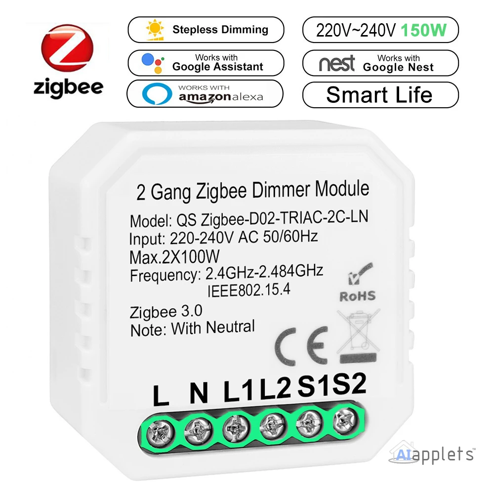 Tuya Zigbee 3,0 Диммер Беспроводной интеллектуальный коммутационный модуль Управление; 2 варианта удаленного Управление умный светильник реле Google Assistant Alexa Echo - изображение