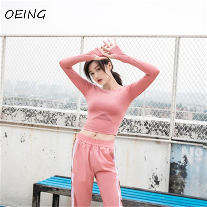 

Seamless Mesh Shirts Yoga Workout Top Long Sleeve Sportwear Running Crop Tops for Women
