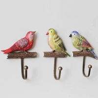 creative pastoral three dimensional bird wall hanging coat hook home storage organization multicolored bird sets decorative