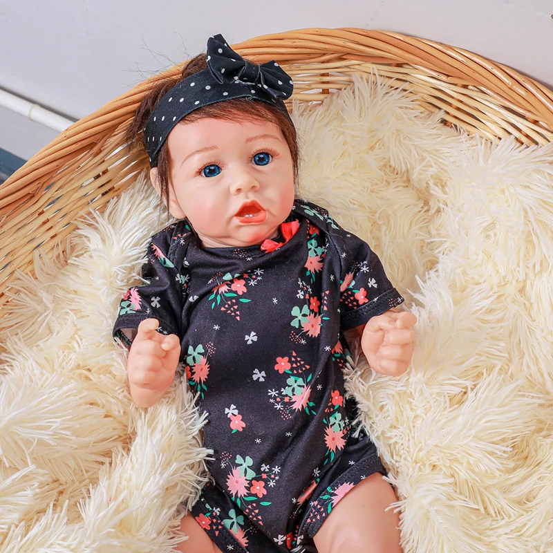 

20" Realistic Reborn Baby Doll Realistic Lifelike Doll Crooked mouth with Teeth doll Toy For Girl Surprise Gifts