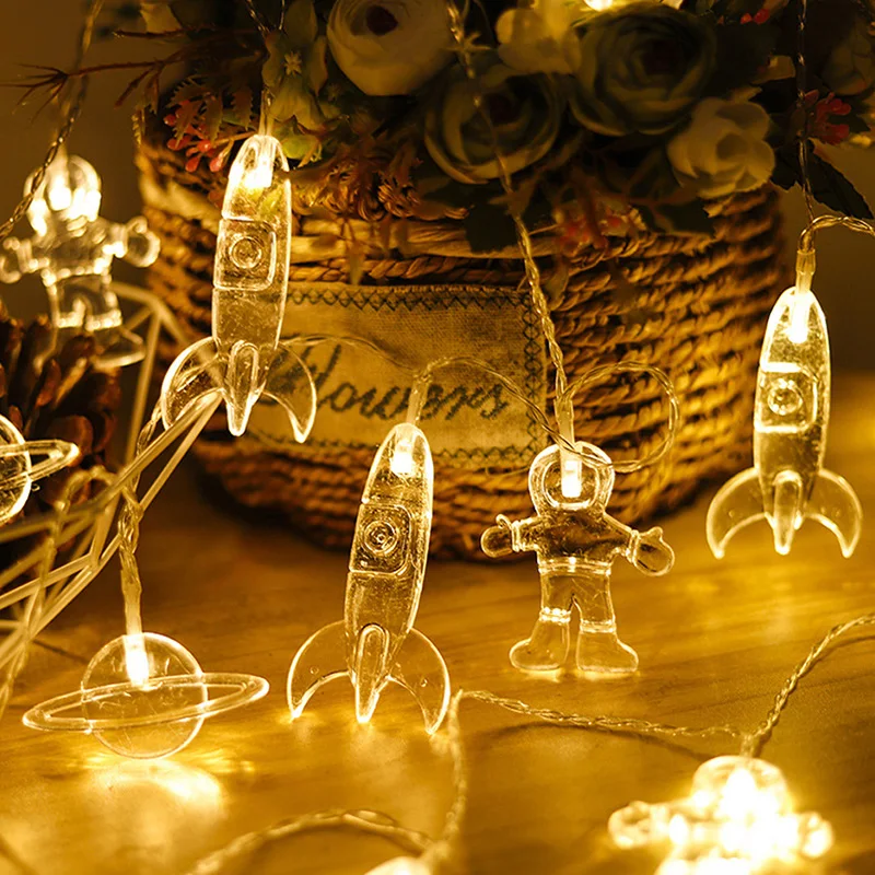 

1.5M 3M LED String Light Outer Space Astronauts Spaceship Rocket Mars LED Lamp Night Light Boy Birthday Gift Party Decor Lamp