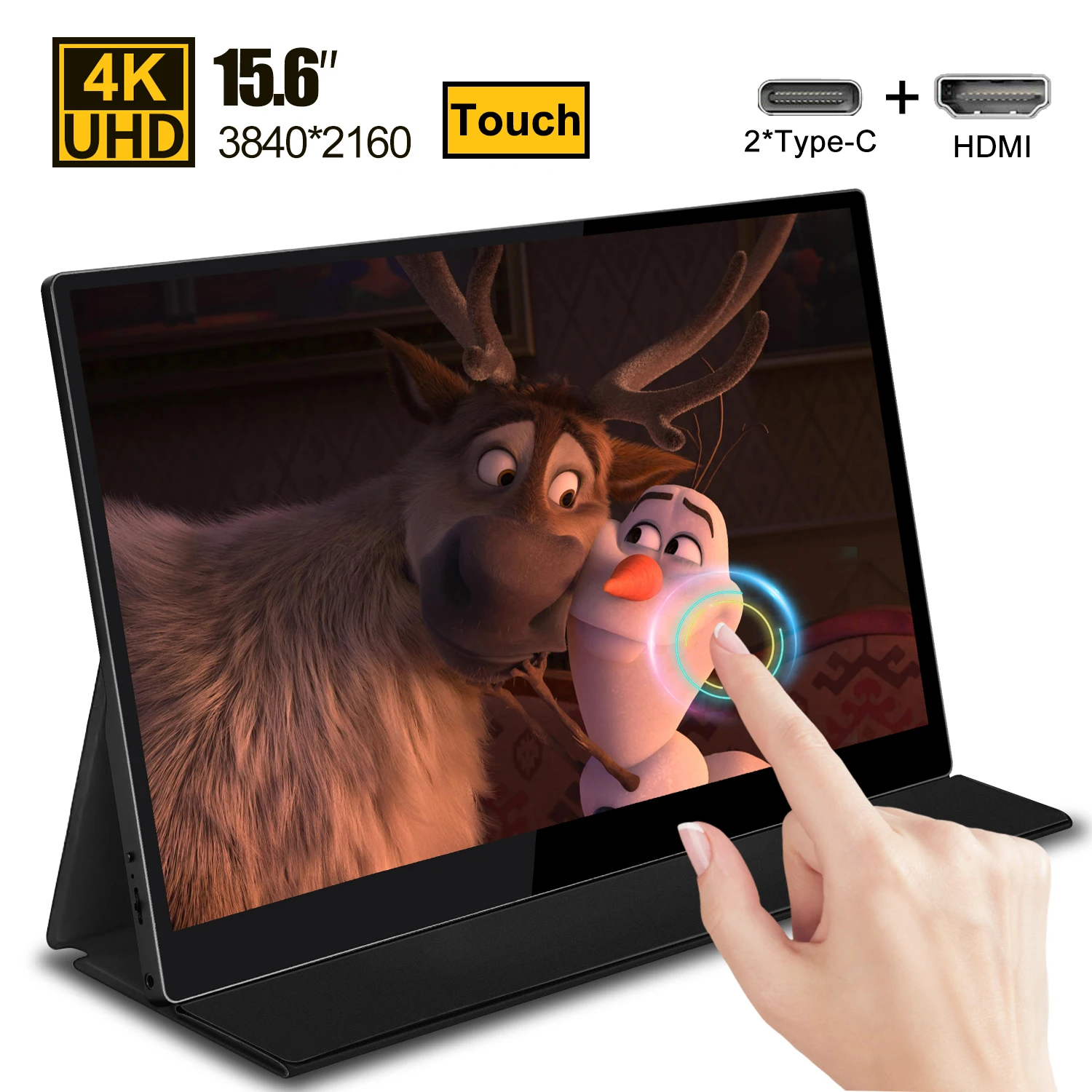 저렴한 터치 스크린 4K 휴대용 모니터 15.6 HDMI LCD 디스플레이 노트북 전화 PC PS4 PS5 스위치 X 박스 시리즈 X 게임 화면 유형-C 3.1