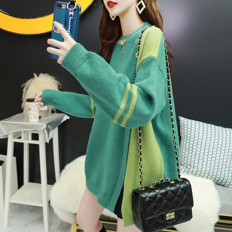 Пуловер Женский свободного покроя с красным лесом свитер в Корейском стиле дикая