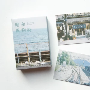 28 листовнабор, мини-открытка с японским пейзажем и поэмой