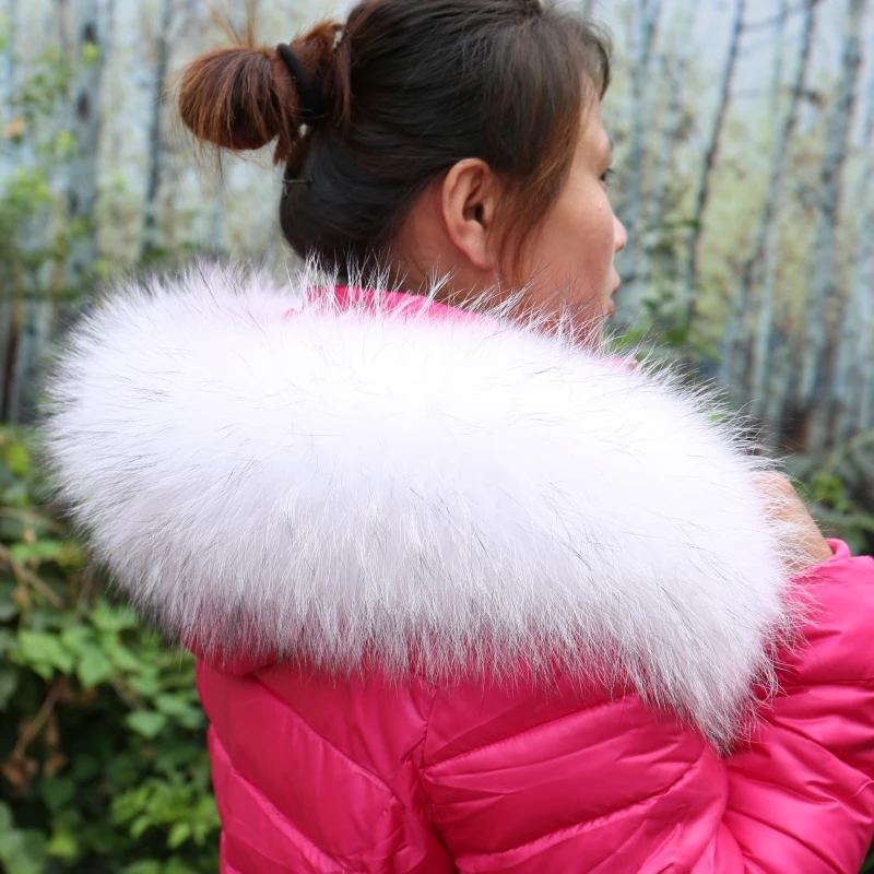 Зимний 100% натуральный мех енота воротник женский шарфы толстый теплый пуховик