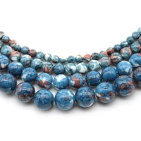 dark blue rain flower jaspers stone beads round loose spacer bead 4681012mm for jewelry making diy bracelet necklace 15