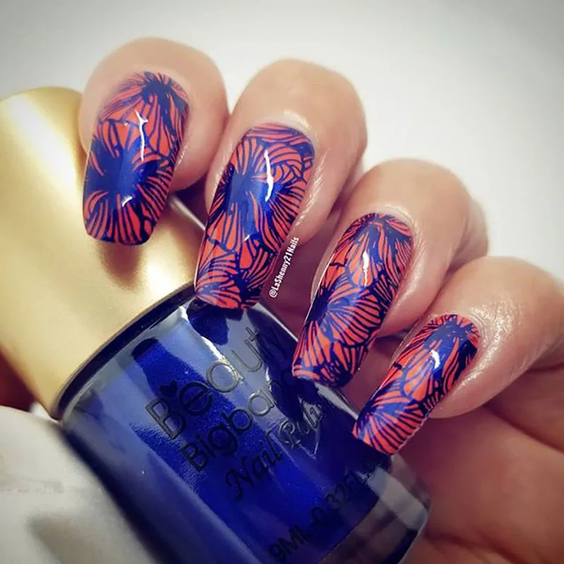 BeautyBigBang ногтей штамповки пластины прямоугольник Летний цветок геометрии дизайн ногтей шаблон формы изображения пластины трафареты BBB XL-005