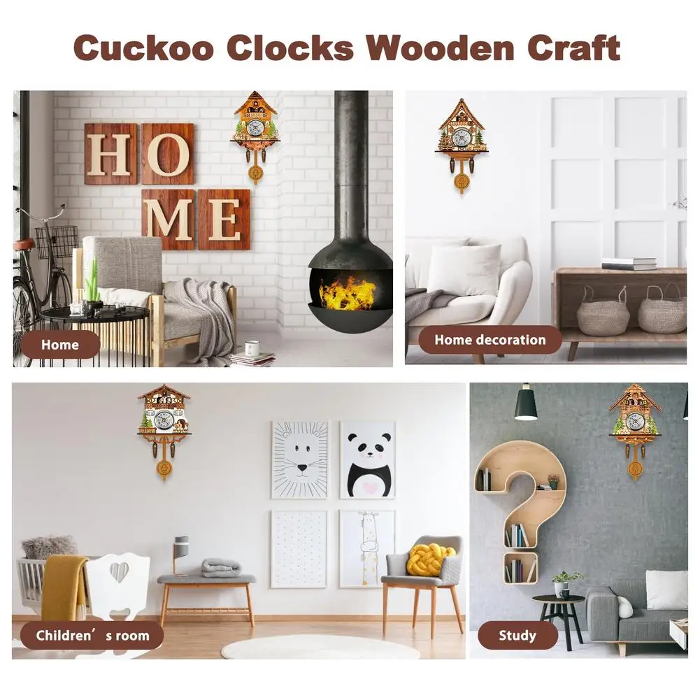 

Traditional Forest Cuckoo Clock Retro Nordic Style Wooden Cuckoo Handmade Wall Clock Modern Decorations Furniture Ornaments