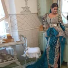 Роскошный кристалл из бисера Русалка марокканский кафтан вечернее платье с кружевной аппликацией одежда с длинным рукавом размера плюс знаменитости платье для выпускного вечера на заказ