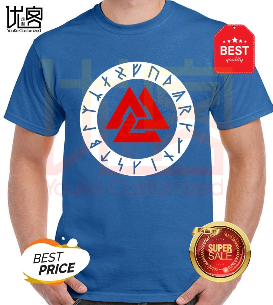 Viking Valknut с руны Мужская футболка мужская женская летняя обувь 100% хлопок команда