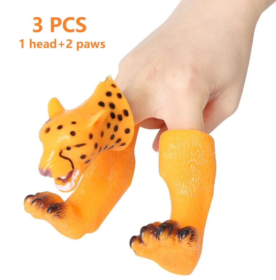 Leopard 30 шт. мягкие виниловые животные-марионетки на пальцы реалистичные Тигр Леопард Жираф Рука марионетка куклы модель игрушки для детей мальчиков и девочек - Цвет: Leopard