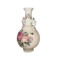 chinese old porcelain pastel chrysanthemum picture binaural vase