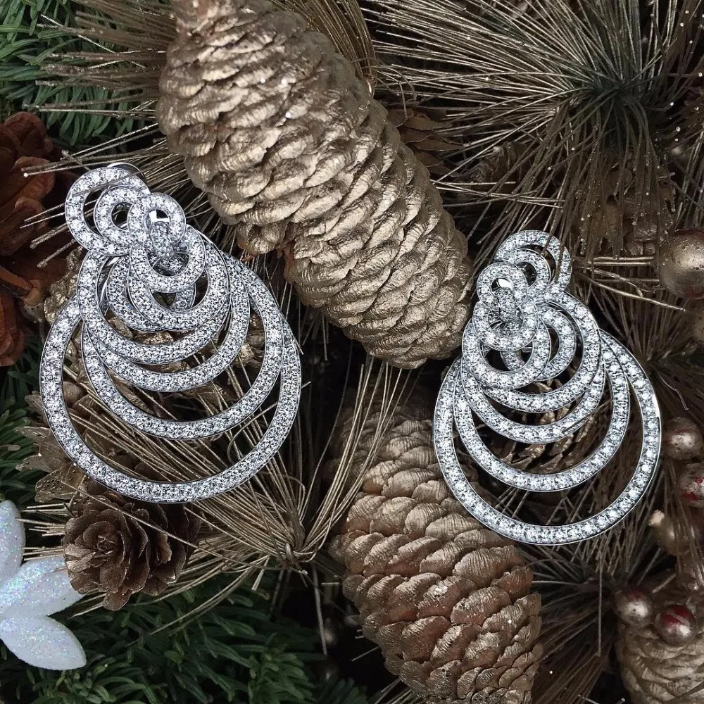 Роскошные серьги в форме капли воды с фианитом класса ААА |Серьги-гвоздики| |